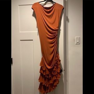 Emanuel Ungaro burnt orange midi dress